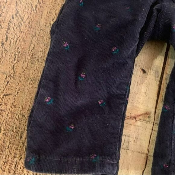 Gap Baby Girls Size 0-3M Navy Blue Corduroy Pants With Flowers - Picture 2 of 5